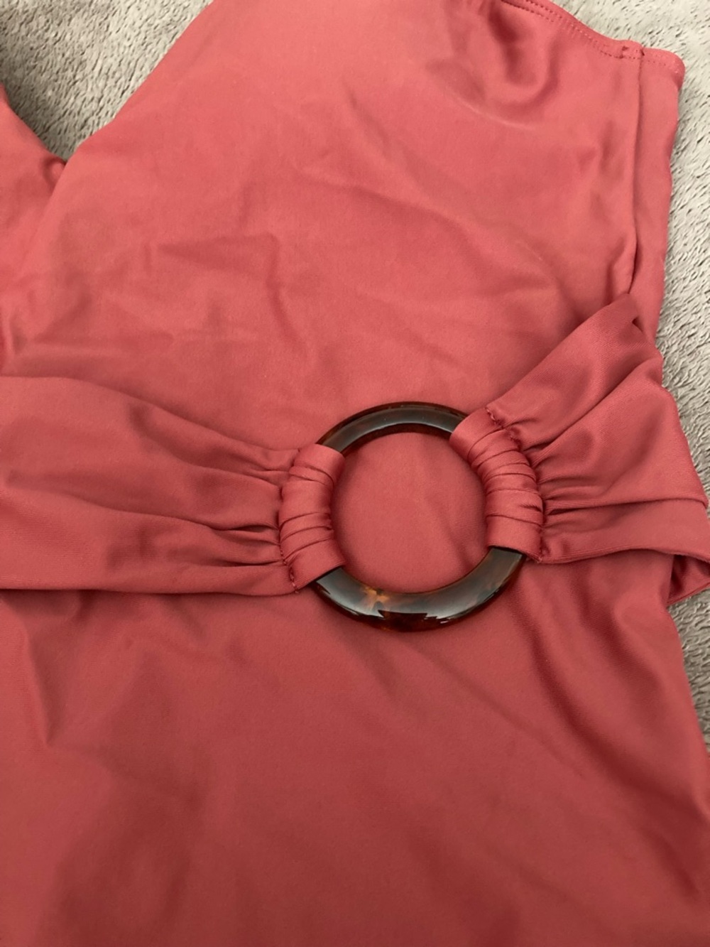 Womens One-Piece Swimsuit in Rust with Ring Detail - Picture 8 of 8
